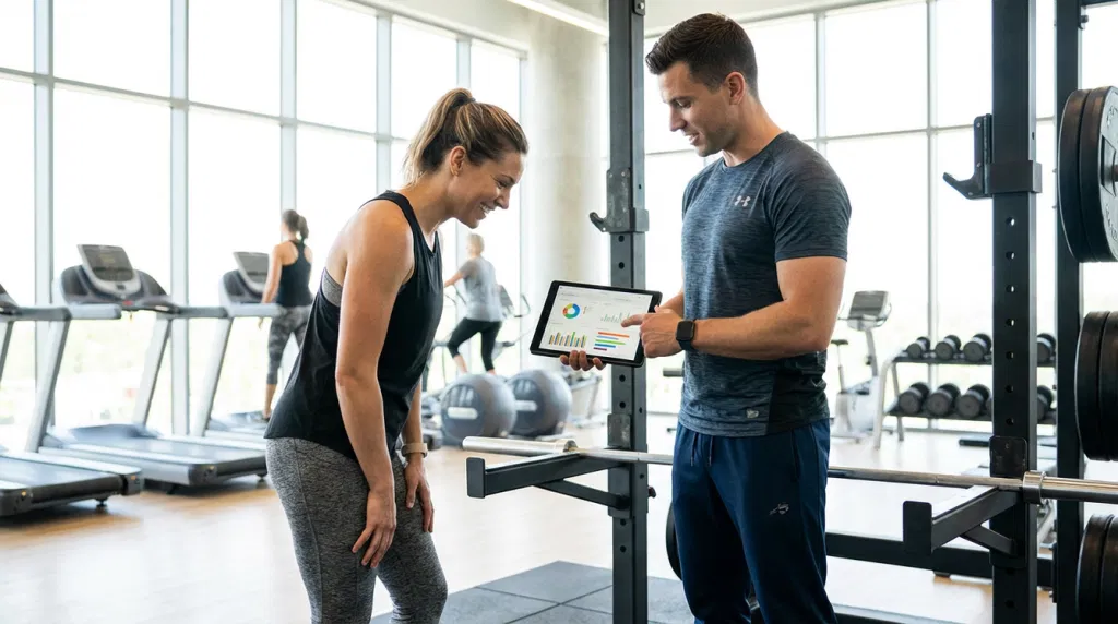 Personal trainer with client