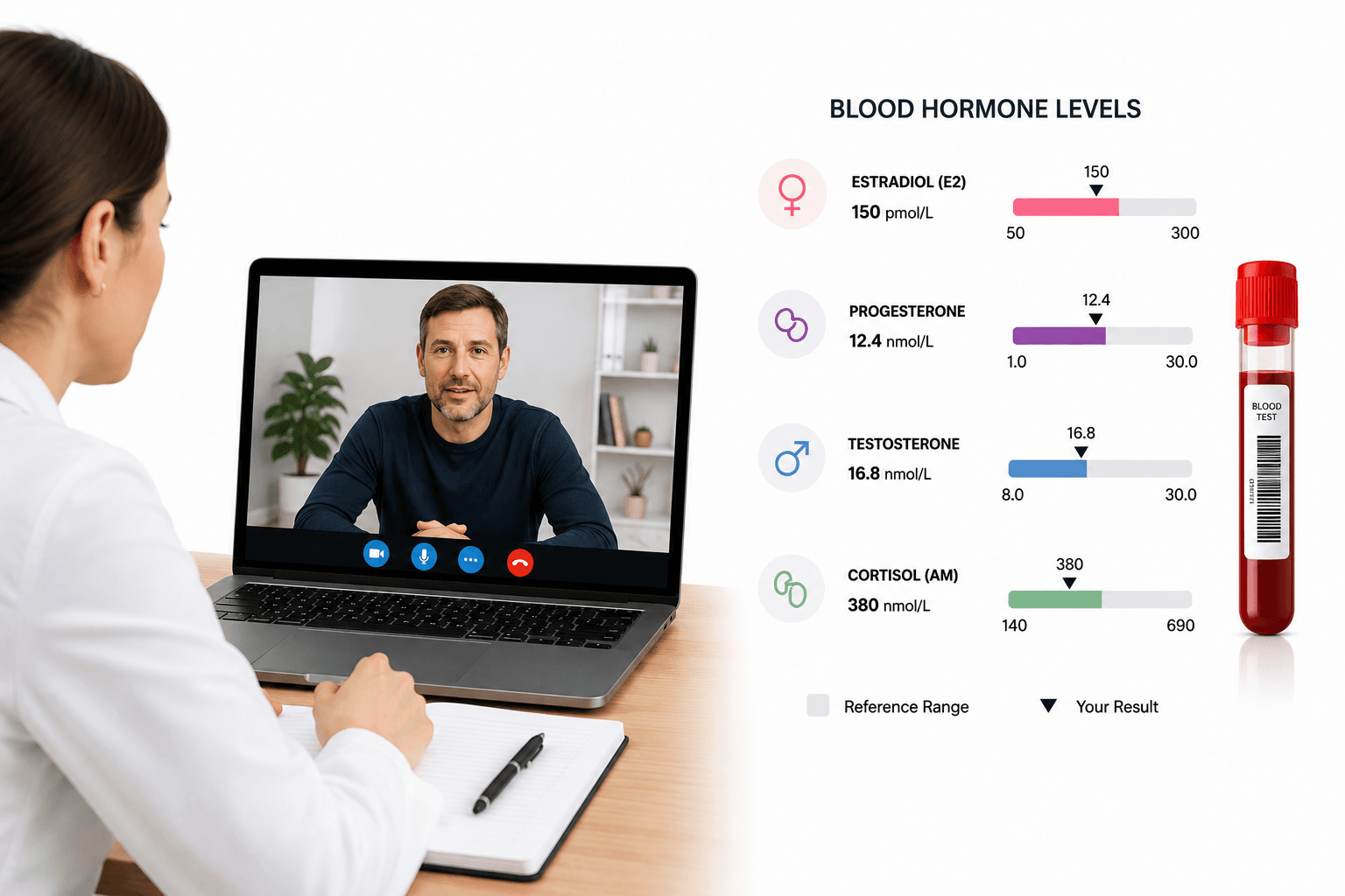 Telehealth blood hormones consult icon